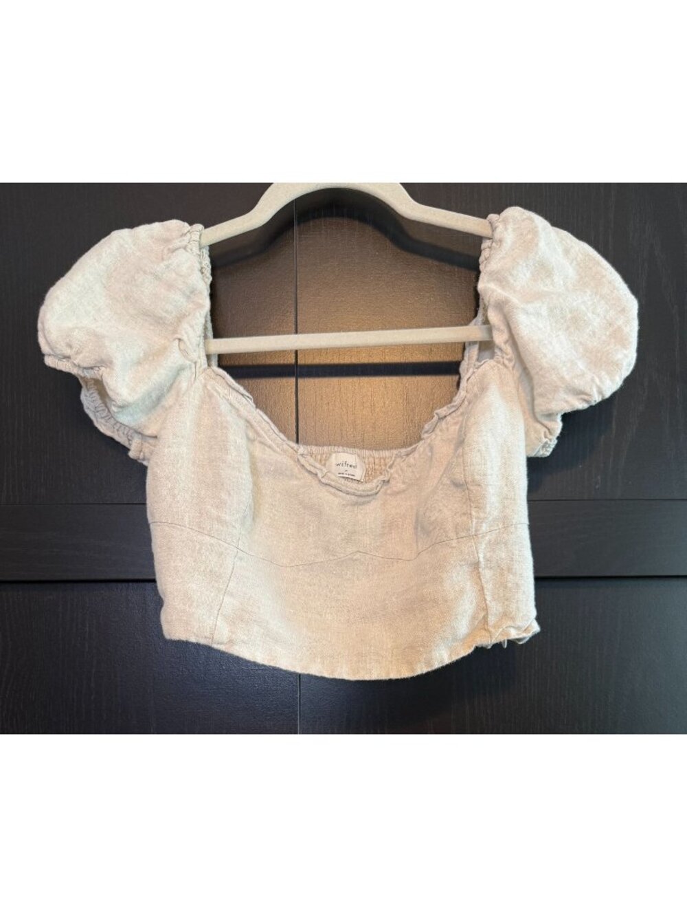 Wilfred Aritzia Wanderer Organic Linen Bustier Crop Top Medium Puff Sleeves